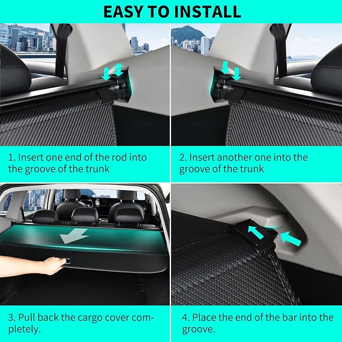 Cargo Cover fit for Nissan Rogue 2024 2023 2022 2021 Accessories, Retractable Rear Trunk Cover Luggage Security Shade, Anti-Peeping Privacy Screen Protector, Carbon Fiber Texture