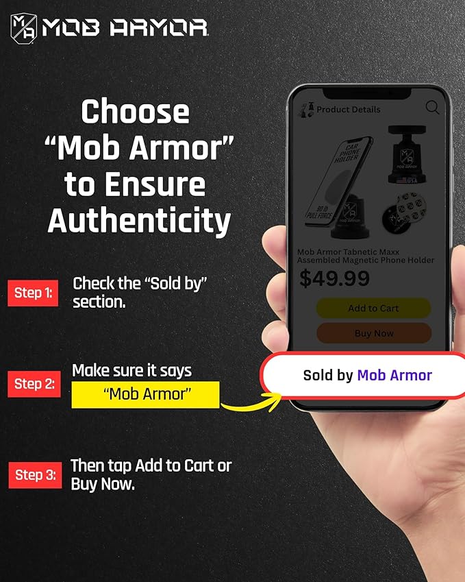 Mob Armor MobNetic Maxx - USA Assembled Magnetic Phone Holder for Car, Magnetic Car Phone Mount, 90-Degree Tilt, 360-Degree Rotation, Aluminum Metal, Compatible with iPhone & Android - Bronze