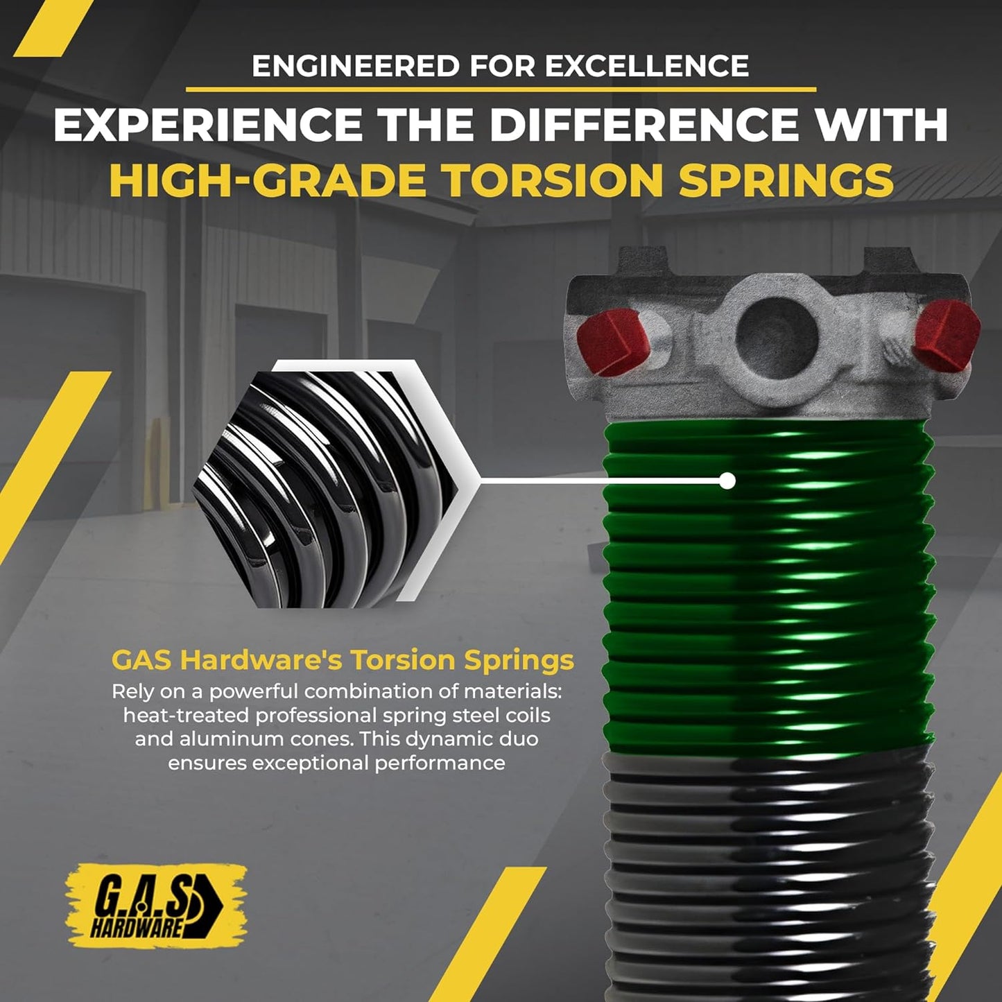 Garage Door Torsion Spring 243x1.75x35 Includes 1” Steel Bearing, Non-Slip Gloves, and Winding Bars for Left Side of Garage Door Precision E-Coating 5-Year Warranty Min. 30,000 Cycles (Red Cone)