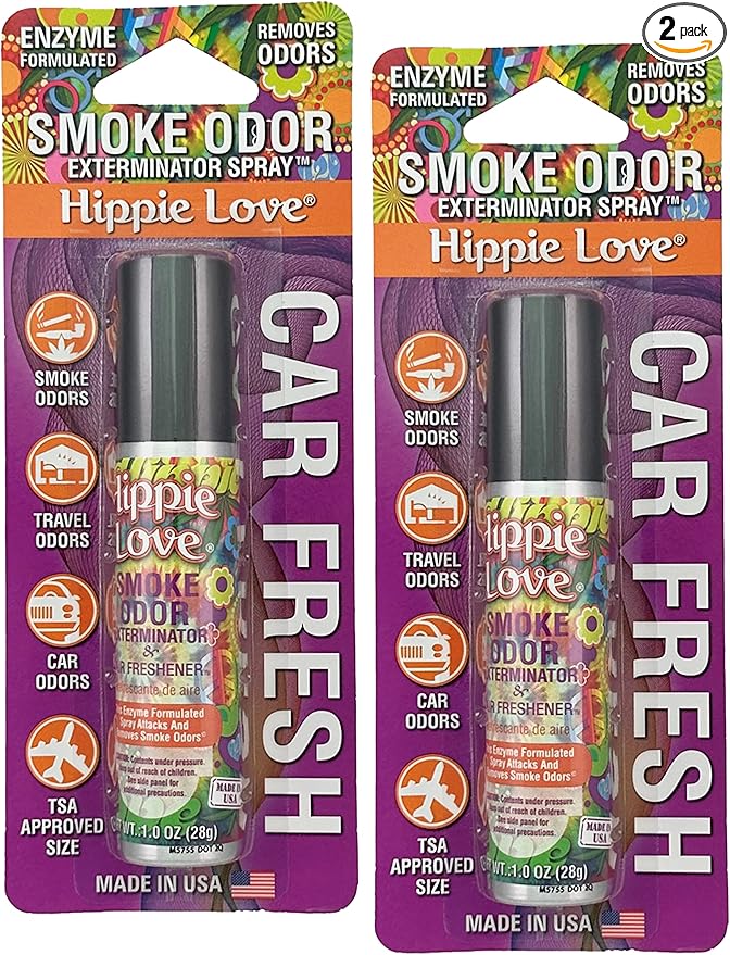 Smoke Odor Exterminator Air Fresh Spray, Your Ultimate Solution for Smoke and Household Odor Elimination 1 oz Spray (2 Packs, Hippie Love)