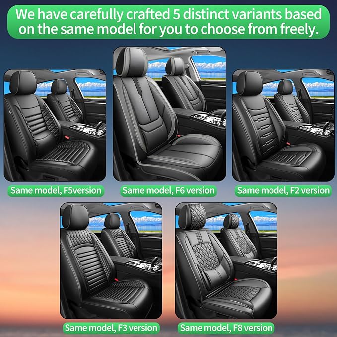 Fit Santa Fe Car Seat Covers for Hyundai Santa Fe 2007-2025 2026 -Upgraded Premium Waterproof & Breathable Leather,Airbag Compatible,All-Weather Seat Cushion Protector,2 Front/Black-Grey