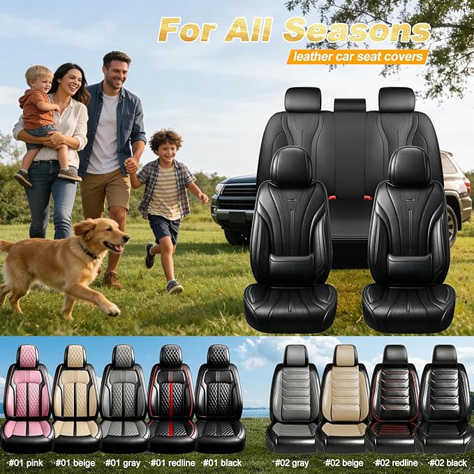 Fit CX-7 Car Seat Covers for Select Mazda CX7 2006-2012, Premium Full Coverage Leather, Airbag Compatible & Scratch-Resistant, Waterproof All Weather Seat Protector, Full Set, Black