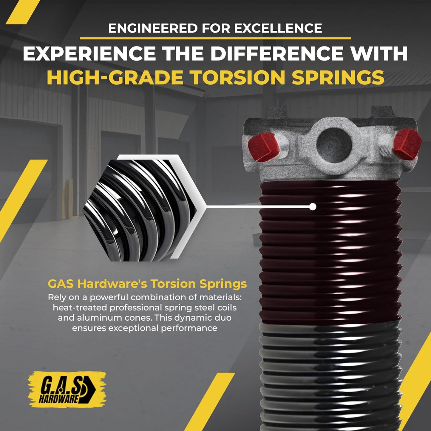 Garage Door Torsion Spring 234x1.75x31 Includes 1” Steel Bearing, Non-Slip Gloves, and Winding Bars for Left Side of Garage Door Precision E-Coating 5-Year Warranty Min. 30,000 Cycles (Red Cone)
