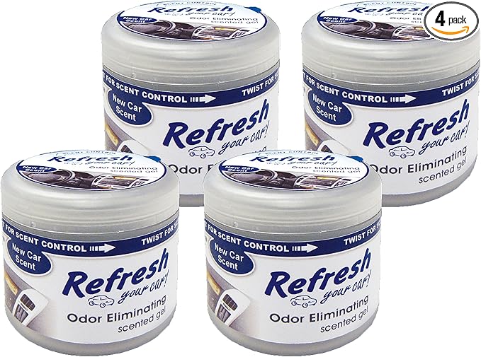 Refresh Your Car! 84941 New Car Scent Scented Gel Air Freshener, 4.5 oz, 4 Pack