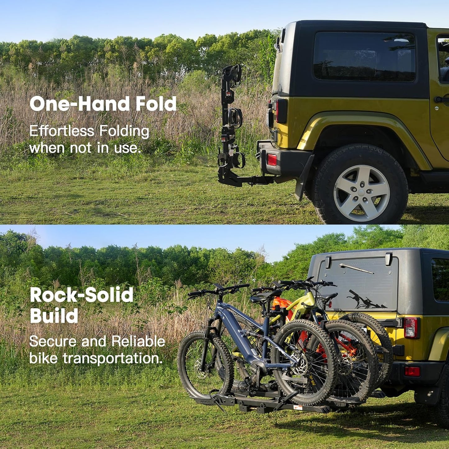 CyberRack S3 Ebike Rack, 300 lbs Capacity Foldable Bike Racks for Tow Hitch Heavy Electric Bike Carrier for 3 E-Bike, Up to 5-inch Fat Tire 2'' Receiver