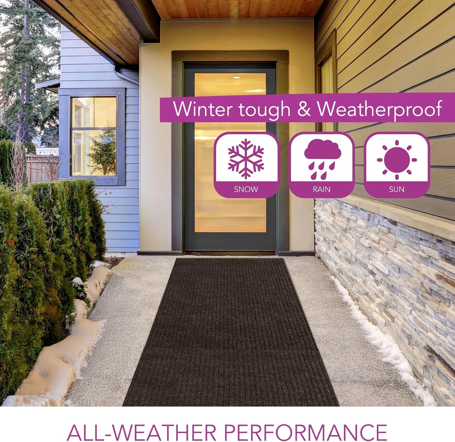 iCustomRug Spartan Weather Warrior Duty Indoor/Outdoor Utility Ribbed in 3ft,4ft,6ft Widths 70 Custom Sizes with Natural Non-Slip Rubber Backing 4'X60' in Brown