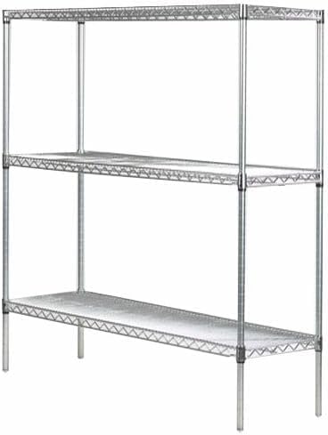 Omega Stainless Steel Shelves, 12" Deep x 36" Wide x 34" High 3 Tier Heavy Duty Wire Shelving Unit for Kitchen Garage Office Restaurant Warehouse 800-lb Per Shelf Weight Capacity