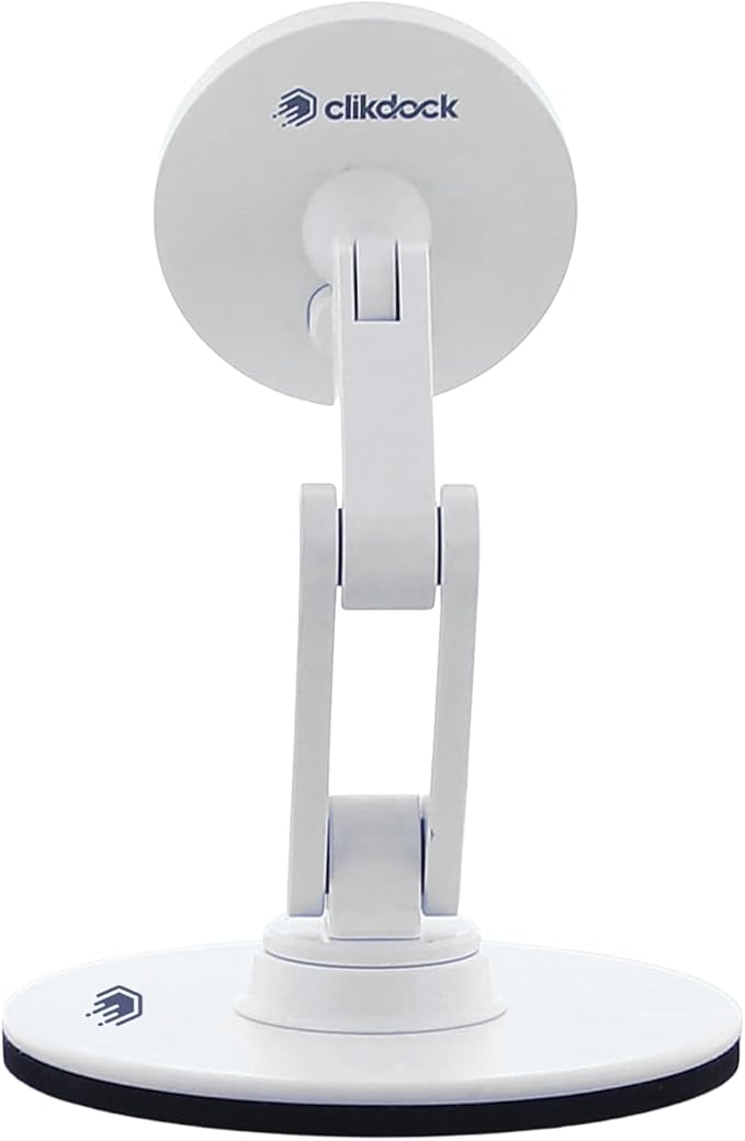 ClikDock Cell Phone Magnetic Wireless Charger Stand, 360° Spin, Aluminum Construction, Compatible with MagSafe Phones for iPhone & Andriod (White)