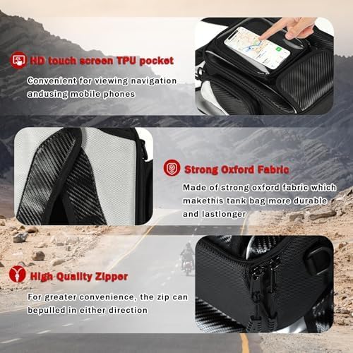 Motorcycle Tank Bag for Yamaha FZ 07 2015-2017, Magnetic & Strap Mount Tank Bag for Motorcycles, Motorcycle Touring Navigation Luggage Bag Tank Bags, B Magnetic