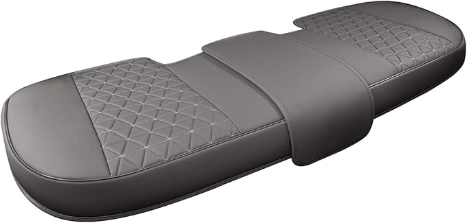 Black Panther Luxury PU Leather Rear Car Seat Cover Adjustable Length (49-55'') Back Bench Seat Protector Fits 90% Standard Two-seat Rear Row, for Seat Bottom Only, Triangle Quilted Design, Gray