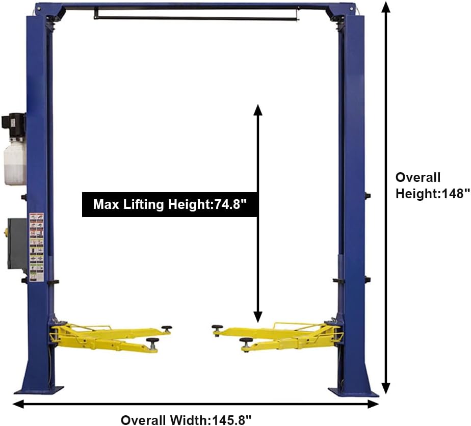 Car Lift 9,000lbs 2 Post Auto Lift Overhead Auto Truck Hoist for Home Garage, 110V