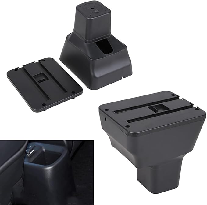 AULPHIKE Compatible with Nissan Versa Armrest 2020-2024 Car Center Console Organizer Armrests Double Door Storage with USB Ports（Carbon Fiber Style）