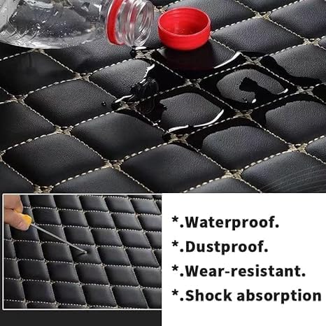Custom Floor Mats for Cars，Luxury Full Coverage All Weather Car Floor Mats，Leather Car Mat Set ， Floor Mats for 99% of Cars, Trucks & SUVs (Blue Double Spelling)