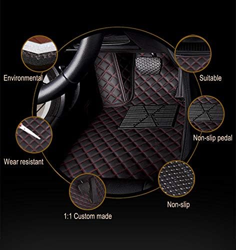 Custom Car Floor Mat Compatible with BMW Mercedes-Benz Toyota Cadillac Lexus Honda Infiniti Nissan Hyundai Kia Audi All Models Cars Sedans SUVs Automotive Mats (Red Beige)