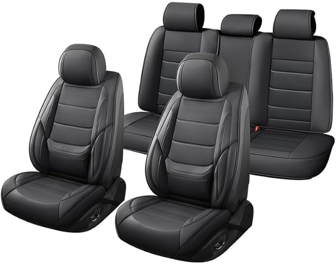 Car Seat Covers Full Set fit for Chevrolet/Chevy HHR 2006-2011 , Premium Faux Leather Waterproof Car Seat Protectors with Lumbar Support, Breathable Anti-Slip Auto Seat Covers Full Set(Black,Full set)
