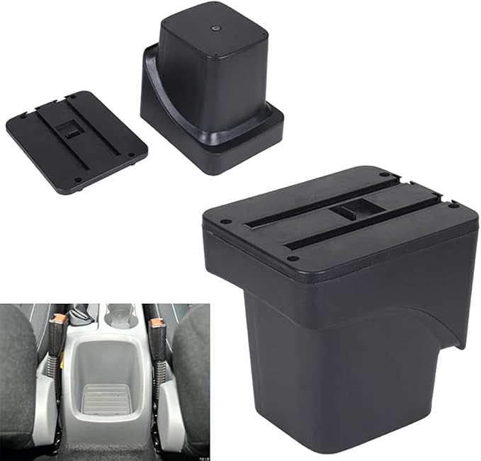 AULPHIKE Compatible with Ford Focus Armrest 2 Mk2 2005-2011 Car Center Console Organizer Armrests Double Door Storage with USB Ports（Black Style）