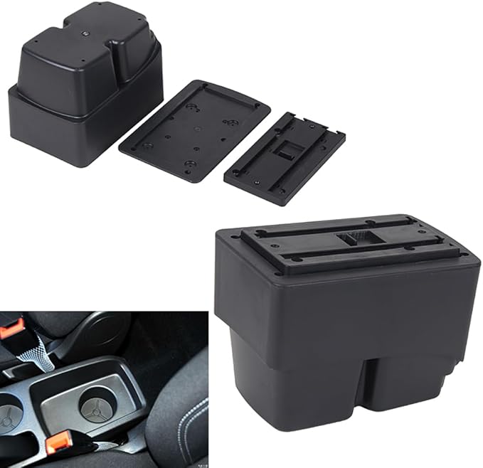 AULPHIKE Compatible with Ford Fiesta Armrest 3 MK7 2009-2017 Center Console Organizer Armrests Double Layer Storage Space with Cup Holder