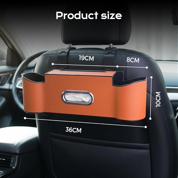 3-in-1 Car Backseat Organizer, 2026 New Multifunctional Back Seat Car Organizer with Cup Holder, Tissue Box, Trash Bin & Hooks for Hold Phones, Snacks, Drinks, Handbags (2, Black)