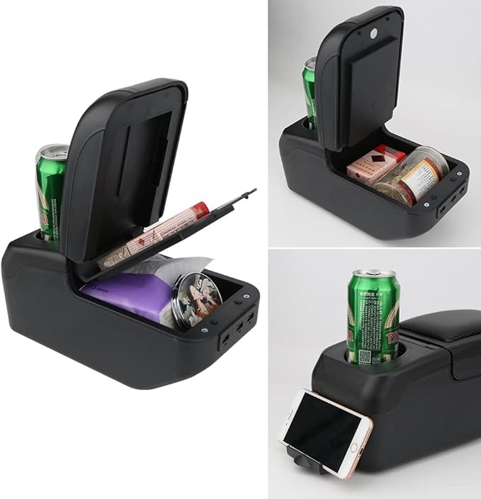 AULPHIKE Compatible with Ford Fiesta Armrest 3 MK7 2009-2017 Center Console Organizer Armrests Double Layer Storage Space with USB Ports
