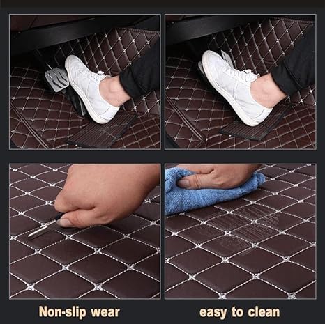 Custom Floor Mats for Cars，Luxury Full Coverage All Weather Car Floor Mats，Leather Car Mat Set ， Floor Mats for 99% of Cars, Trucks & SUVs (Grey)