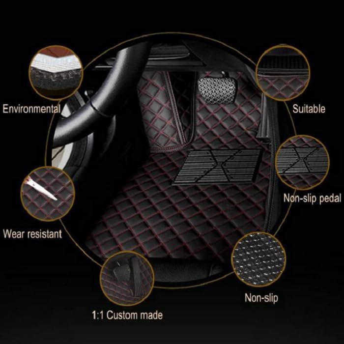 Customized Personalized car Floor mats, All-Weather Luxury car Floor mats, Waterproof and Anti Slip Leather car Floor mat Lining, 95% Customized car, Truck, and SUV Floor mats (Grey)