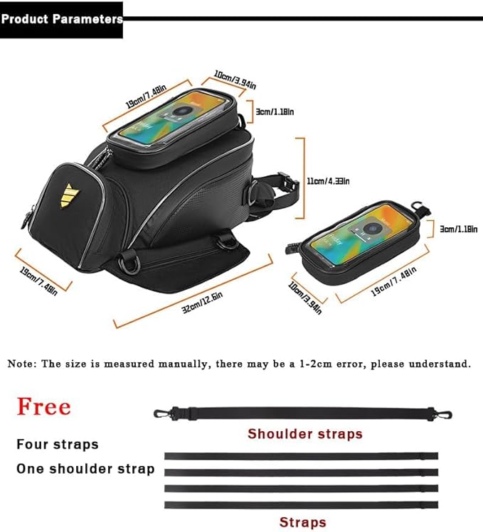 Motorcycle Tank Bag for Honda VFR 800 X Crossrunner VFR800 800X, Magnetic & Strap Mount Tank Bag for Motorcycles, Motorcycle Touring Navigation Luggage Bag Tank Bags,A Strap
