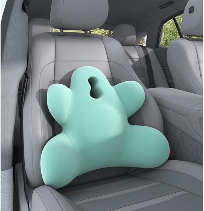 Lumbar Support Pillow for Office Chair, Back Pillow Lumbar Support for Car, Chair, Sofa - Improve Lower Back Pain Relief & Sitting Posture, Memory Foam Back Cushion for Long Sitting (Green)
