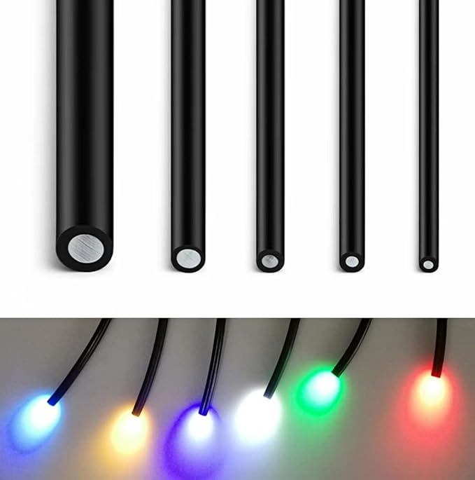 YWEWY Black Skin Cover PMMA Plastic Endeglow Optic Fiber Cables for Car Led Light Source (30ft Long) (0.24in)
