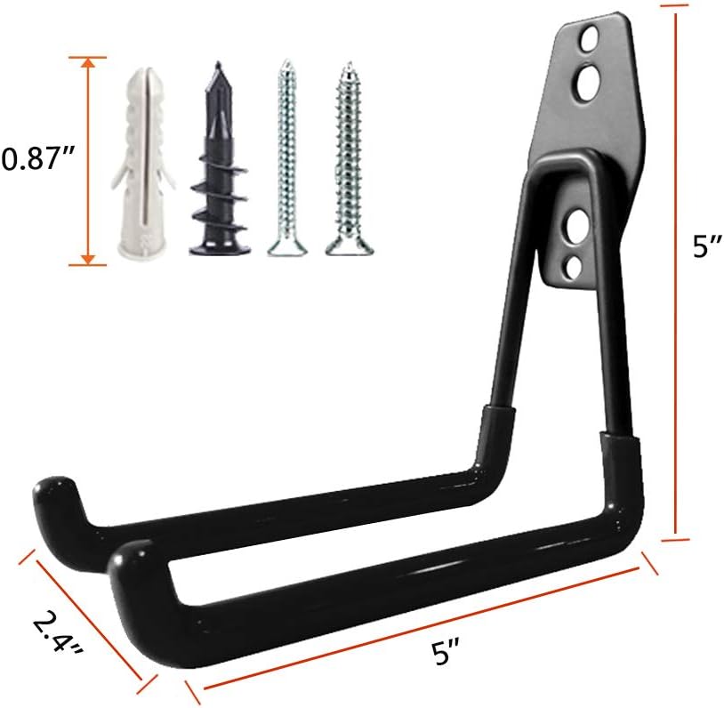 Garage Storage Utility Hooks，Garage Garden Tool Organizer，Steel Wall Mount Hooks, Large Garden U Hooks （2 Pack）