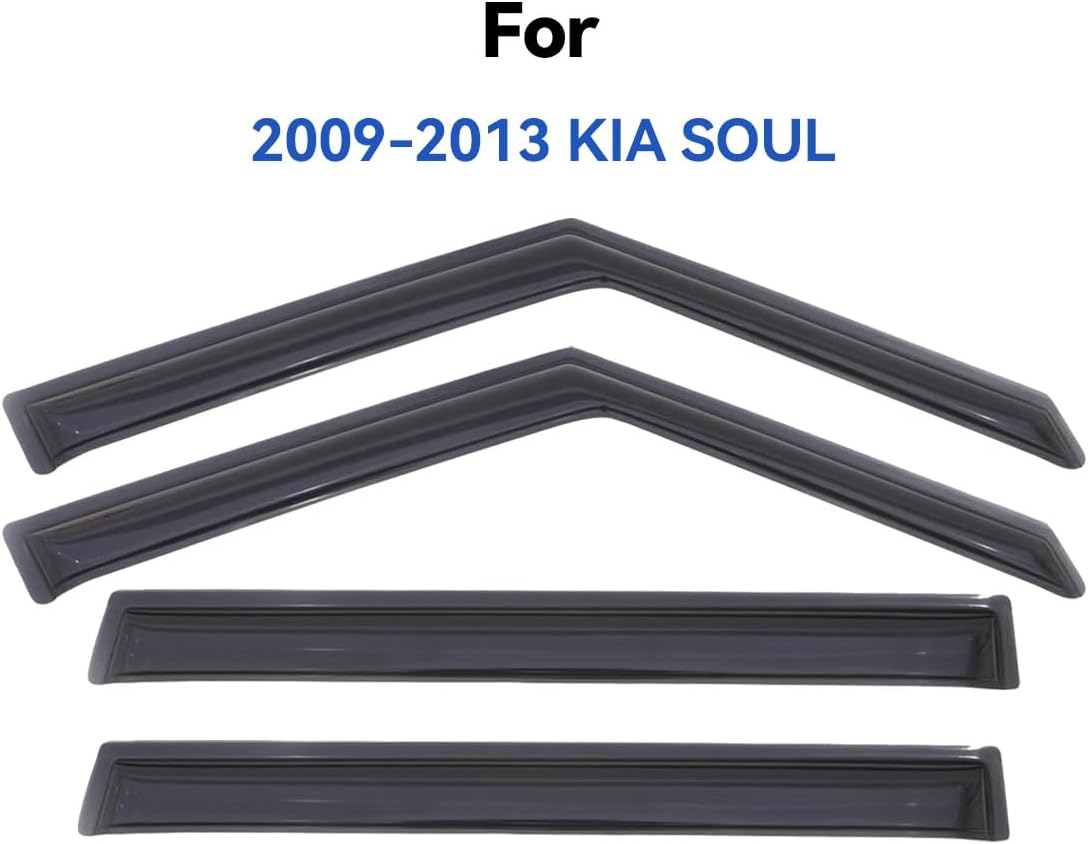 Window Visors Rain Guards Shield for 2009 2010 2011 2012 2013 Kia Soul, Out-Channel Window Vent Wind Deflectors Visors Shades for 09-13 Soul