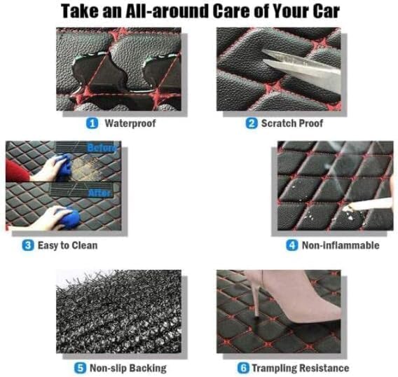 Custom Car Floor Mat Compatible with 97% Car Models Luxury Leather All Weather Waterproof Anti-Skid Full Coverage Car Mats (Purple with Black)