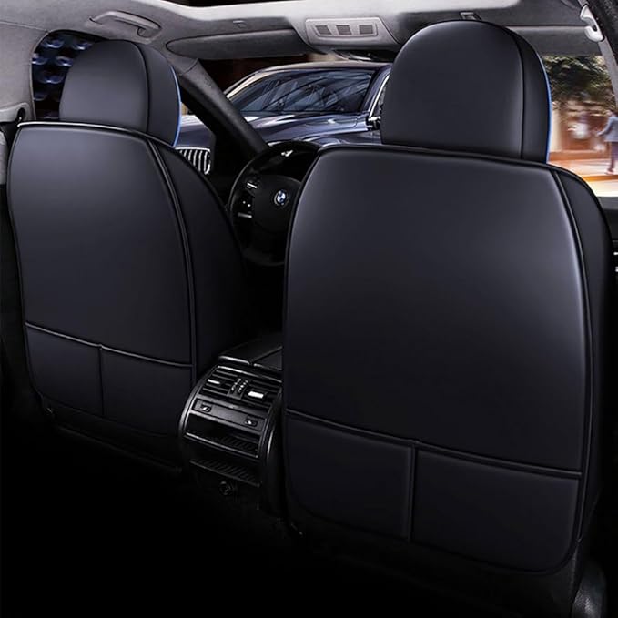for Chevy Equinox Seat Covers 2005-2026, Full Coverage Customized Car Seat Covers, Premium Leather Waterproof Stain-Resistant Easy to Install (Standard 5 Seats, Black&Blue)