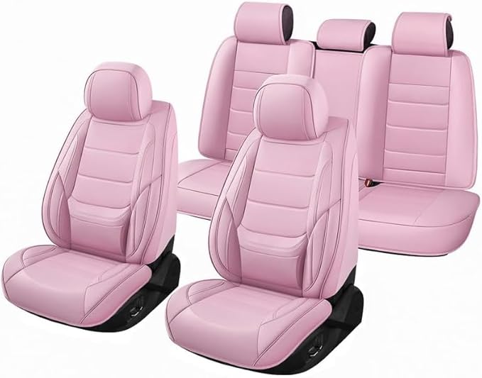 Car Seat Covers Full Set Fit for Buick Encore GX 2012-2026, Premium Faux Leather Waterproof Car Seat Protectors with Lumbar Support, Breathable Anti-Slip Easy to Install(Pink,Full Set)