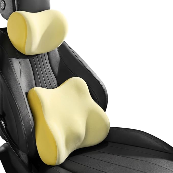 Car Headrest Pillow & Lumbar for BMW 2er Reihe 216d F45 218d F45 218i F45 220d F45 225i F45 220i F45 225xe, Car Seat Neck Pillow Back Support, Breathable All-Season Automotive Seat Cushions, 2PCS
