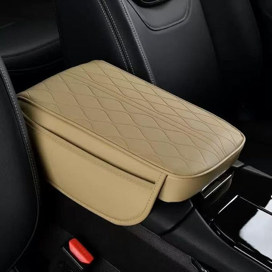 1 Pack Car Center Console Cover Custom Fit for Alfa Romeo Stelvio 2017-2021 2022, Leather Memory Foam Armrest Cushion Protector, Anti-Scratch Durable Armrest Pad,Beige