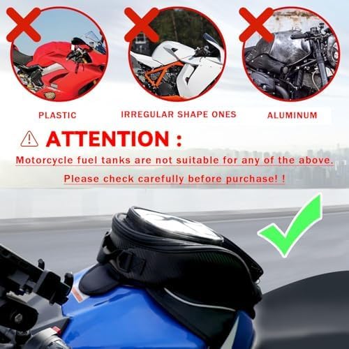 Motorcycle Tank Bag for Yamaha FZ 07 2015-2017, Magnetic & Strap Mount Tank Bag for Motorcycles, Motorcycle Touring Navigation Luggage Bag Tank Bags, B Magnetic