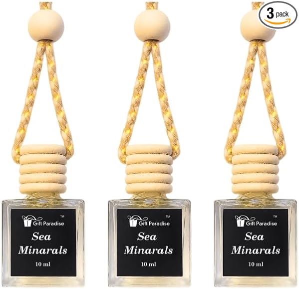 Sea Minerals Car Freshener Set of 3 – Long Lasting Premium Air Fresheners with Velvet gift bag – Refreshing Oceanic Scent for Car, Closet & Office