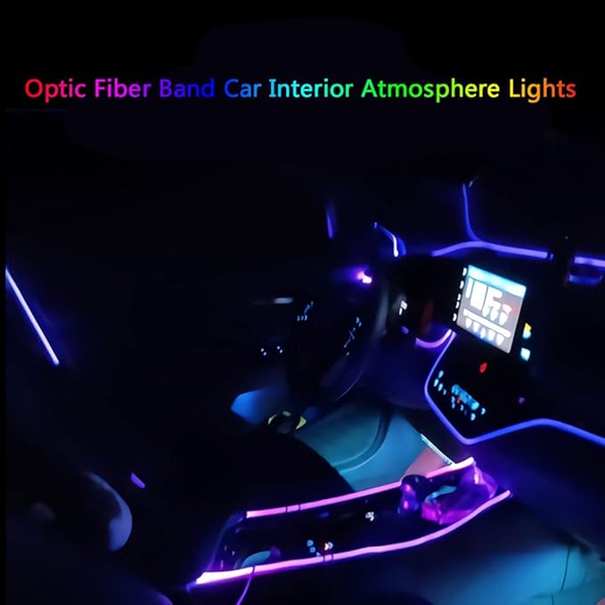 Super Bright MMA Plastic Optic Fiber Side Glow Unibody Band Edge Cable Car LED Illumination Optic Fiber Band Car Interior Atmosphere Lights (3.28ft)