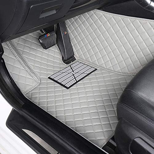 Custom Floor Mats for Cars fit 95% Sedan SUV Sports Car Full Coverage All Weather Men Women Pads Protection Non-Slip Leather Floor Liners (Beige Horizontal Stripes)