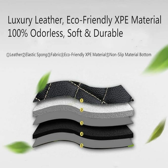 Customize Car Floor Mats for 99% Sedan SUV Sports Car All Weather Leather Full Coverage Waterproof Non-Slip Vehicle Lining Pads (Black Beige Stitching)