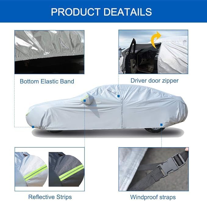 KouKou Oxford Waterproof SUV Car Cover Suitable for Volkswagen Atlas from 2017 to 2025, Windproof All Weather Waterproof Outdoor Cover Sun Rain UV Dust Snow Protection.