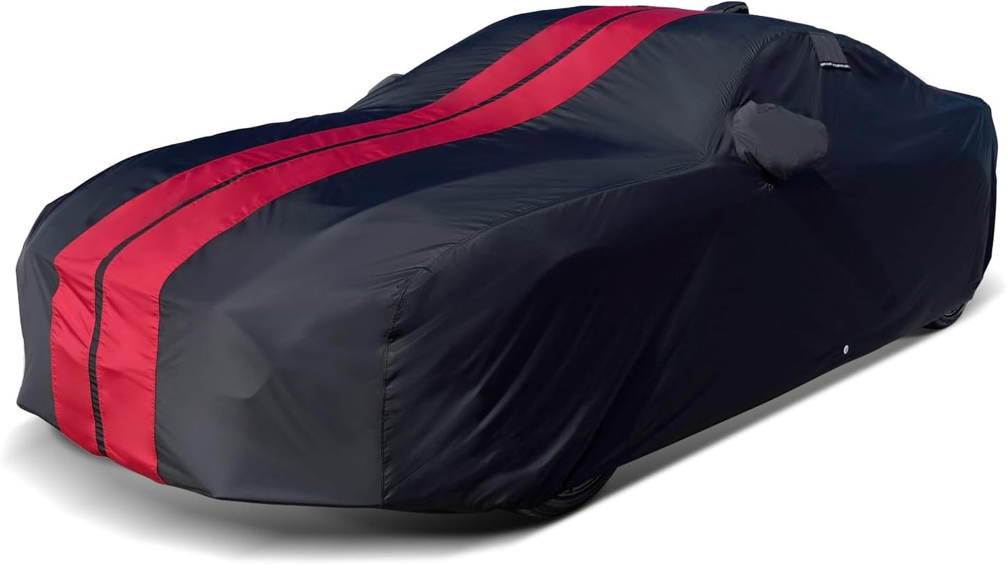 iCarCover Custom SUV Cover for Pontiac Trans AM (1998-2002) Waterproof All-Weather Rain Snow UV Sun Protector Full Exterior Indoor Outdoor Car Cover (Stripe - Black/Red)