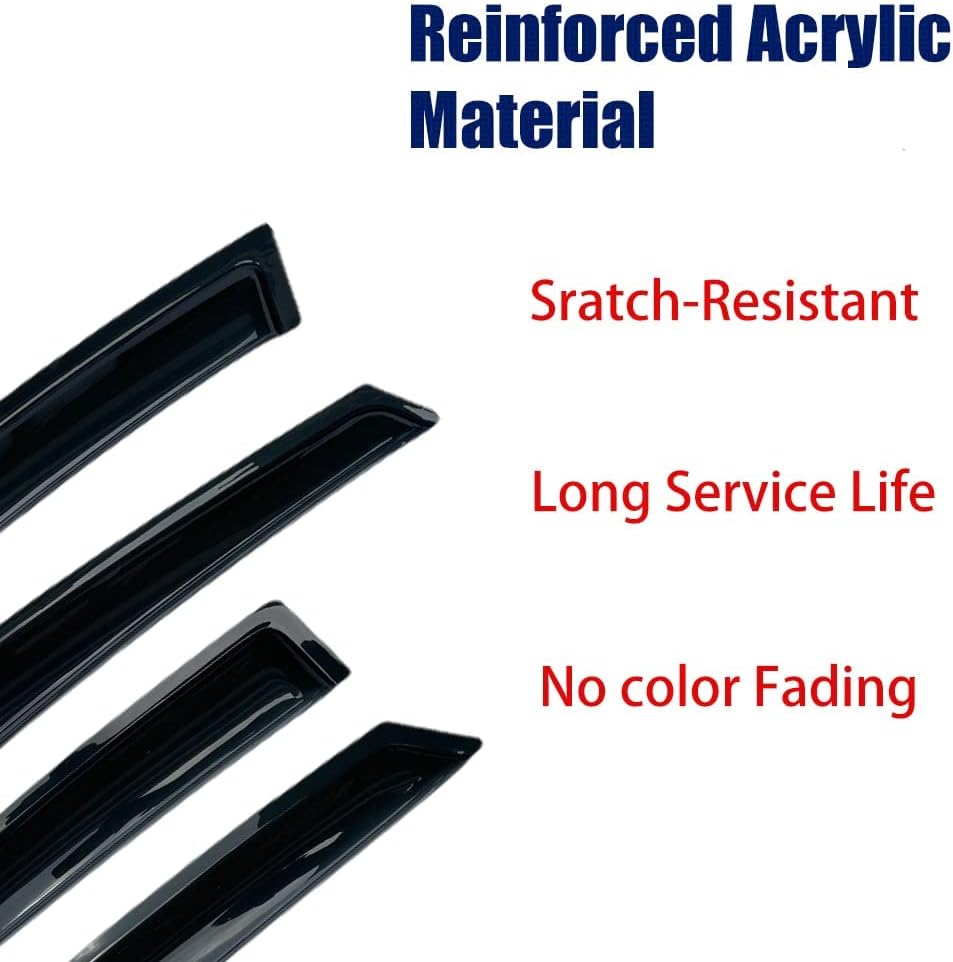 Side Window Wind Deflector,4pcs Outside Mount Tape-On Nice Sun Rain Guards Set,Window Visor fit for 2011-2014 Hyundai Sonata (New Body Style),2011-2016 Hyundai Sonata Hybrid 94261