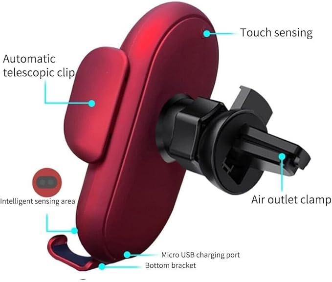 Smart Car Wireless Charger Phone Holder, Fashion Car Charger, Smart Sensor Car Wireless Charger, Automatic PhoneHolder forCar, for All Phone (Black)