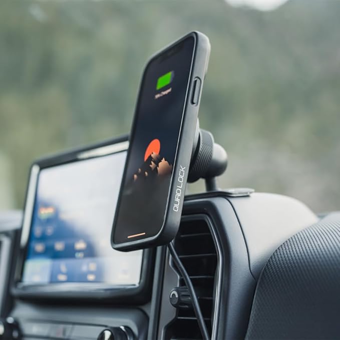 Quad Lock Adhesive Dashboard/Console Car Phone Holder Kit with MAG Wireless Charging Head V2 and MAG Phone Case for iPhone 13