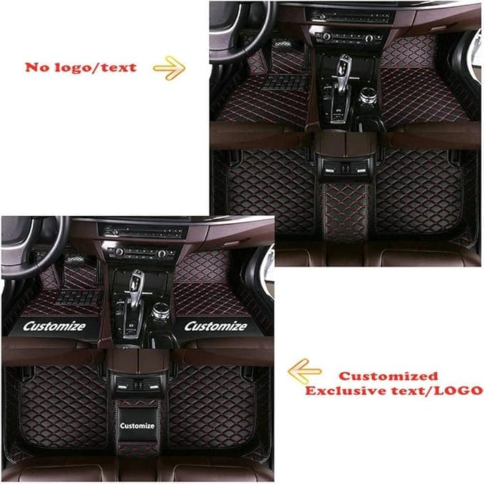Custom Making Car Floor Mats Protection Pads for 99% Sedan/Coupe/Hatchback/SUV/Pickup Men Women Car Floor Mats Coverage Pads Anti-Slip Leather Floor Lining (Dark Brown+Black Beige)
