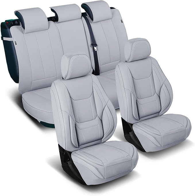 Coverland Custom Fit Car Seat Covers for SUV Compatible with [2007-2014 Toyota FJ Cruiser] Premium Car Seat Cover Water Resistant Leather Non-Slip Interior Protector [Full Set Gray - Size Chart X90]