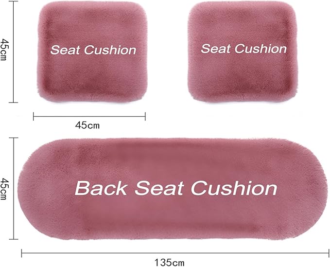 Plush Car Seat Cushion, Soft Warm Fuzzy Faux Rabbit Fur Fluffy Plush Auto Seat Cover Vehicle Car Front and Back Seat Protector Pad with Non-Slip Backing Cushion Interior Universal Fit (Purple2,3PCS)
