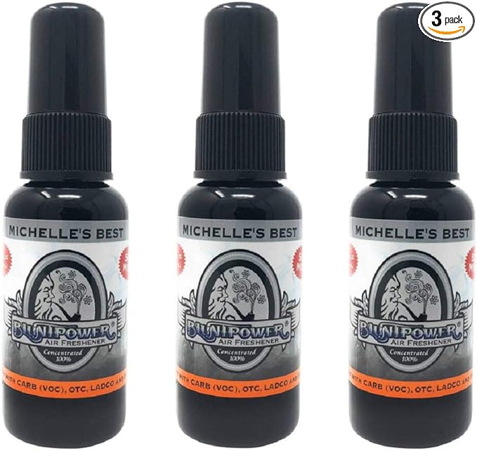 BluntPower (Michelle’s Best, 3 Pack) Concentrated Air Freshener - Premium Oil Based Air Freshener Spray For Home and Car - Long-Lasting Bathroom Spray, Car Freshener, & Odor Eliminator Spray