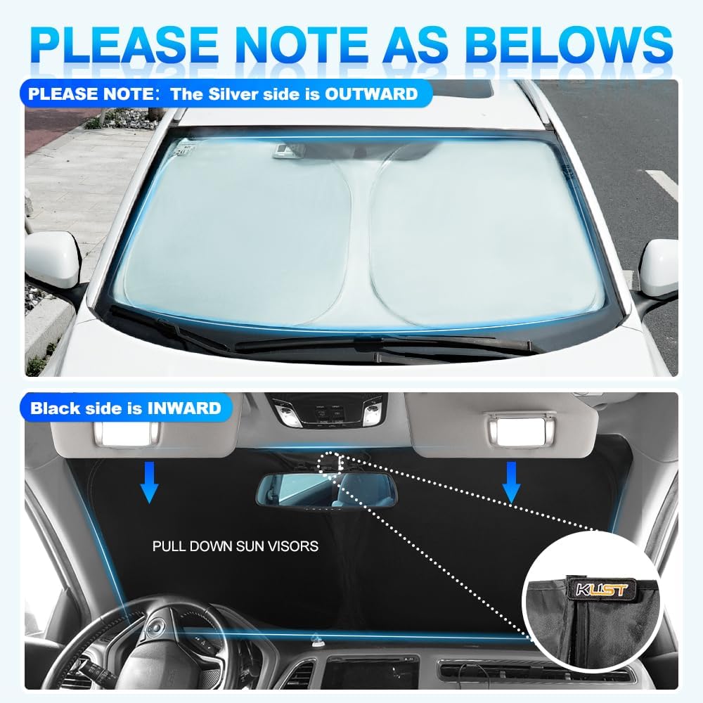 KUST Windshield Sun Shade for 2016-2022 Toyota Prius Hatchback (NOT for Prius C or Prius V) Custom Fit Window Shade Foldable Sun Visor Protector Blocks UV Rays Keep Your Car Cooler
